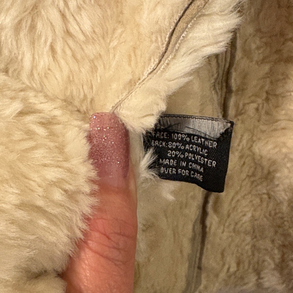 Source Unknown Leather Tan Shearling-Trim Teddy J… - image 6